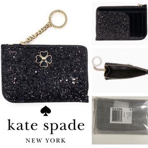 🆕KATE SPADE ♠️ - BLACK GLITTER CARD HOLDER WALLET